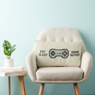 Iss-Schlaf-Spiel-Wiederholung – Coole Pixel-Gamer- Lendenkissen