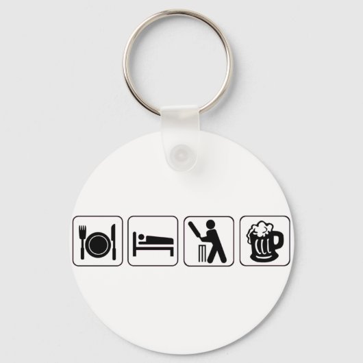 Iss, schlafe Cricket, Bier. Funny Design Cricketsp Schlüsselanhänger (Vorderseite)