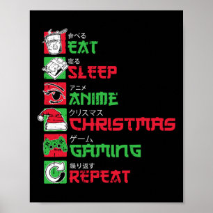 Iss Schlafen Anime Gaming Weihnachten Pyjama X-mas Poster