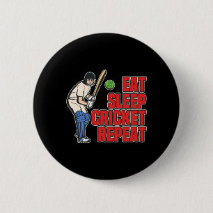 Iss Schlafen Cricket Retro Cricket Ll Sport Spiele Button
