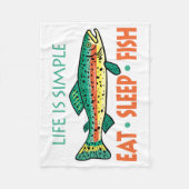 Iss, Schlafen, Fisch - Funny Fishing Fleecedecke (Vorderseite)