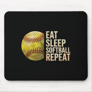 Iss Schlafen Softball Wiederholen Lustiger Softbal Mousepad