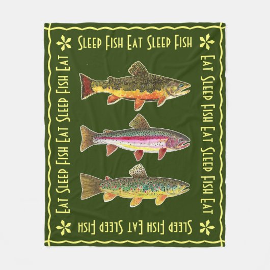 Iss schlafenden Fisch. Big TROUT! Wunderbar Fleecedecke (Vorderseite)