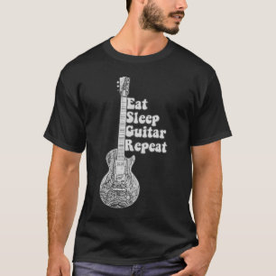 Iss schlafgitarre wiederholen. Vintag schwarz-weiß T-Shirt