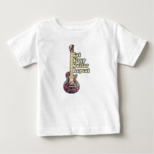 Iss schlafgitarre wiederholen. Vintage bunt Gitarr Baby T-shirt