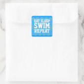 Iss schlafschwimmen wiederholen lustige Wasserspor Quadratischer Aufkleber (Tasche)
