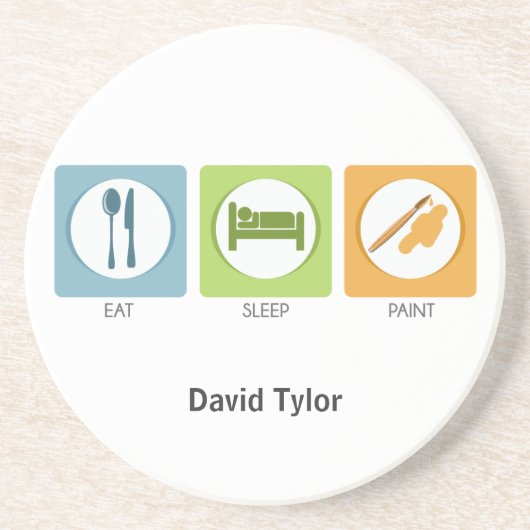 Iss Sleep Paint Sandstein Untersetzer (Vorne)