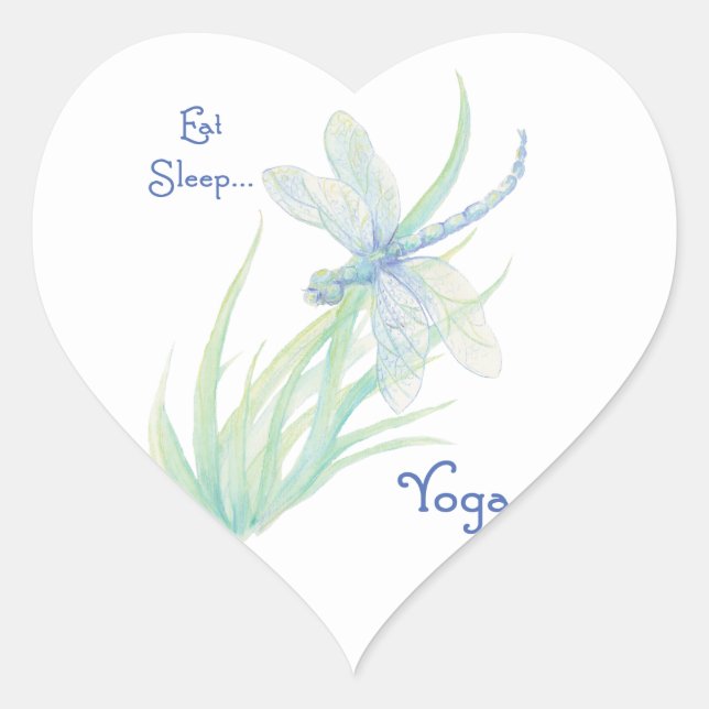 Iss Sleep Yoga, Fun Sprichwort Wasserfarben Dragon Herz-Aufkleber (Vorderseite)