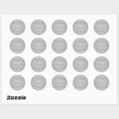 Iss Trink Ehe Silber Monogramm Runder Aufkleber (Blatt)