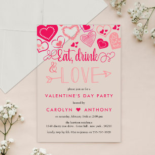 "Iss, Trink & Liebe" Valentinstag Party Acryleinladungen