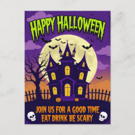 Iss Trink Sei Gruselig Halloween-Party Feiertagspostkarte