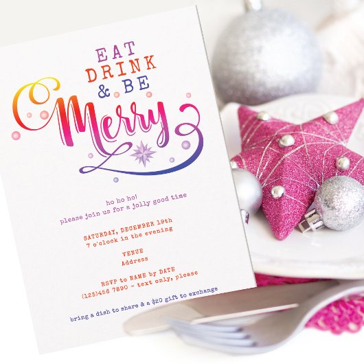 Iss' Trink' und Froehlich Pink Christmas Potluck Einladung