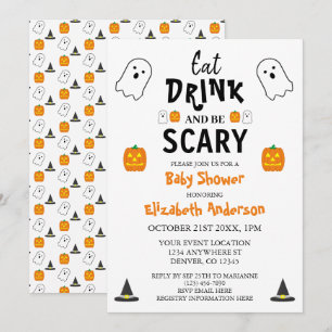 Iss, trink und sei gruselig Halloween-Baby-Party Einladung