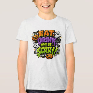 Iss, trink und sei gruselig Halloween-Comic-Art Tri-Blend Shirt
