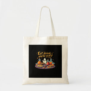 Iss Trink Und Sei Gruselig Halloween Gruseliger Sp Tragetasche