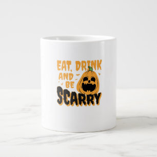 Iss Trink Und Sei Gruselig Halloween-Kürbis Vintag Jumbo-Tasse