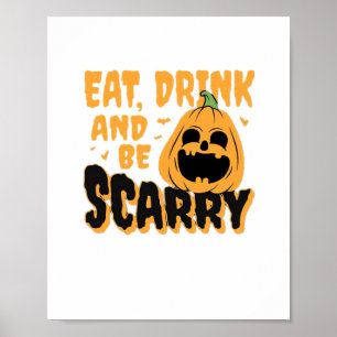 Iss Trink Und Sei Gruselig Halloween-Kürbis Vintag Poster