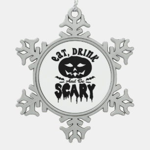 Iss Trink Und Sei Gruselig Halloween Licht Cool Ei Schneeflocken Zinn-Ornament