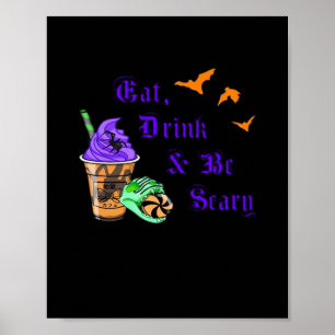 Iss, trink und sei gruselig Halloween Minimal Saub Poster