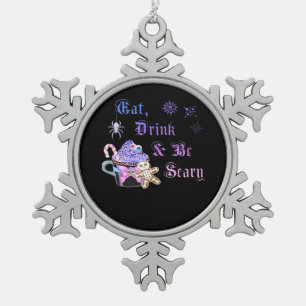 Iss, trink und sei gruselig Hexmas Cooler einzigar Schneeflocken Zinn-Ornament