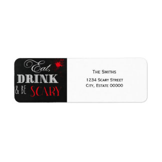 Iss, trink und sei gruselig rotes Halloween-Label