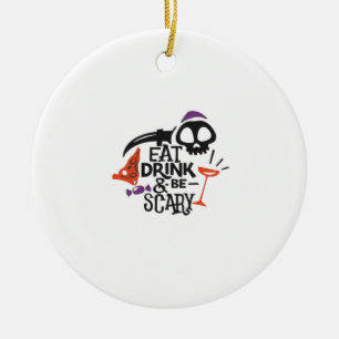 Iss, trink und sei gruselig Vintage-Grafik Keramik Ornament