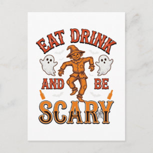 Iss, trink und sei gruselig, Vintage-Halloween-Shi Postkarte