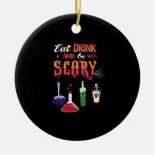 Iss, trink und sei gruselig Vintage-Kunst Keramik Ornament