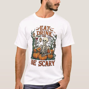 Iss Trinke Sei Grusel Skelett Halloween Kürbisse_1 T-Shirt