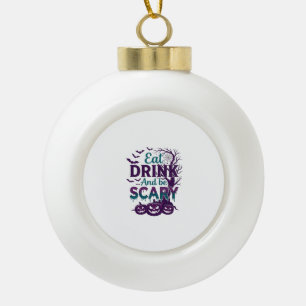 Iss Trinke Sei Gruselig Halloween Gruseliger Baum  Keramik Kugel-Ornament