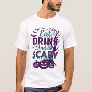 Iss Trinke Sei Gruselig Halloween Gruseliger Baum T-Shirt