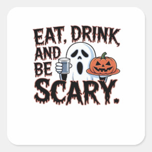 Iss Trinke Sei Gruselig Halloween Kürbis Kreativer Quadratischer Aufkleber
