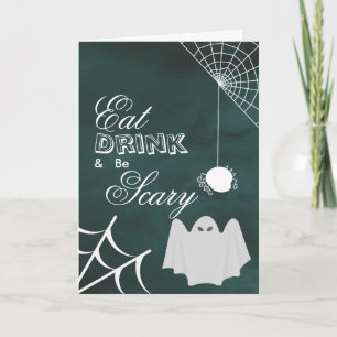 Iss Trinke & sei gruselig Halloween Spinnennetz Ka Karte
