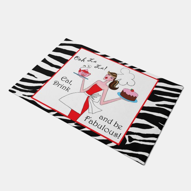 "Iss, trinke und sei fabelhaft!" Fußmatte (Schrägansicht)