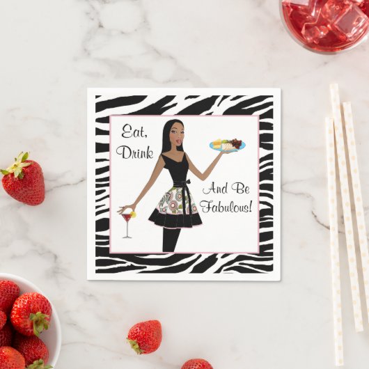 "Iss, trinke und sei fabelhaft!" Serviette (Beispiel)