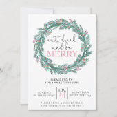 Iss, trinke und sei fröhlich rosa Weihnachtskraut. Einladung (Vorderseite)