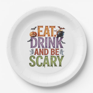 Iss, trinke und sei gruselig Halloween-Party Gruse Pappteller