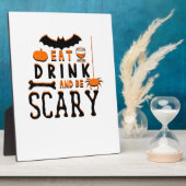Iss trinke und sei gruselig Lustige Halloween-Spru Fotoplatte (Seite)