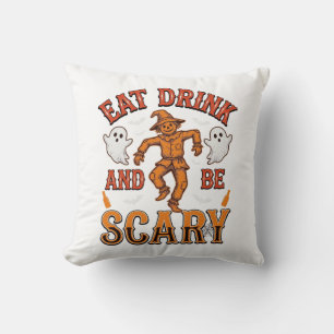 Iss, trinke und sei gruselig Vintage Halloween-Shi Kissen