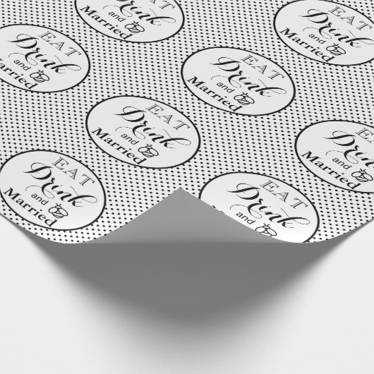 Iss trinken Biene verheiratet Spaß Spaß Geschenkpapier (Ecke)