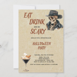 Iss und trinke und gruselige Vintage-Halloween-Par Einladung