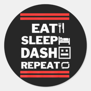 Iss Videospiel Eat Sleep Dash Repeat Runder Aufkleber