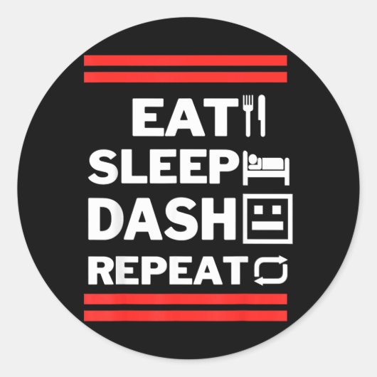 Iss Videospiel Eat Sleep Dash Repeat Runder Aufkleber (Vorderseite)