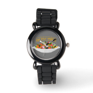 Iss Your Veggies Zitat frisch Salat Mix Schüssel g Armbanduhr