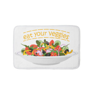 Iss Your Veggies Zitat frisch Salat Mix Schüssel g Badematte