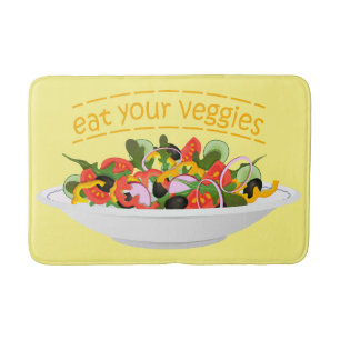 Iss Your Veggies Zitat frisch Salat Mix Schüssel g Badematte