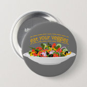 Iss Your Veggies Zitat frisch Salat Mix Schüssel g Button (Vorne & Hinten)