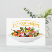 Iss Your Veggies Zitat frisch Salat Mix Schüssel g Einladung (Stehend Vorderseite)