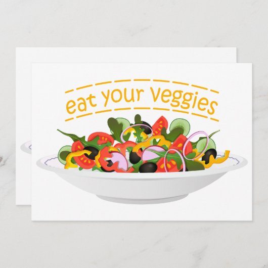 Iss Your Veggies Zitat frisch Salat Mix Schüssel g Einladung (Vorne/Hinten)