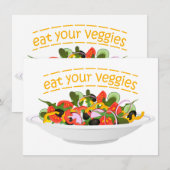 Iss Your Veggies Zitat frisch Salat Mix Schüssel g Einladung (Vorne/Hinten)